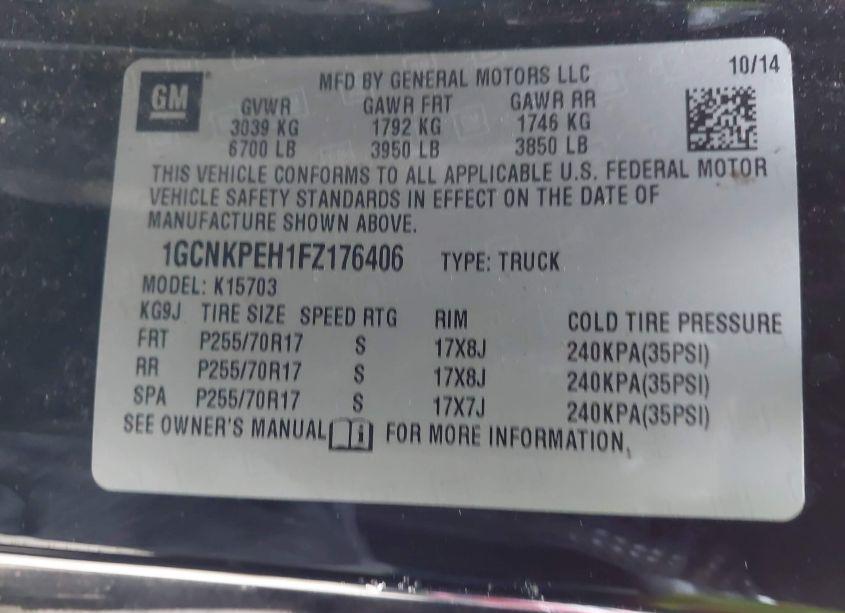 Photo 9 of 2015 Chevrolet Silverado 1500 WT (VIN 1GCNKPEH1FZ176406)