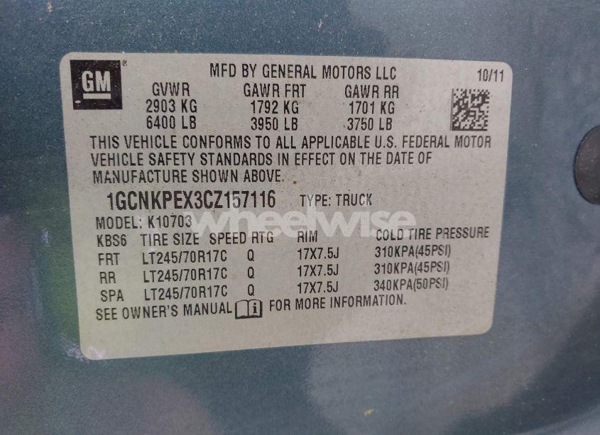 Photo 9 of 2012 Chevrolet Silverado 1500 WORK TRUCK (VIN 1GCNKPEX3CZ157116)