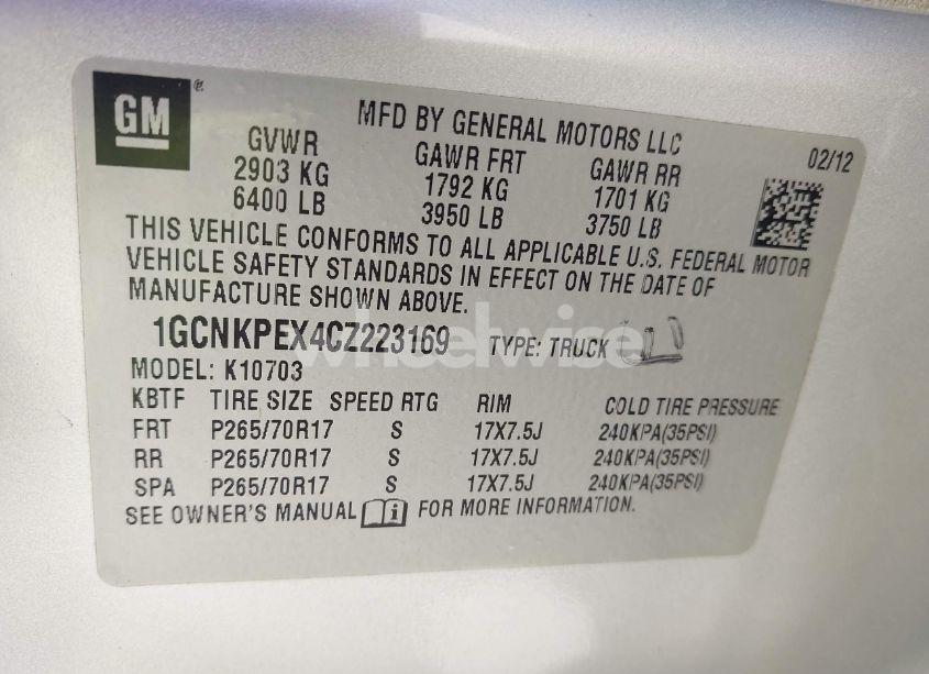 Photo 9 of 2012 Chevrolet Silverado 1500 WORK TRUCK (VIN 1GCNKPEX4CZ223169)