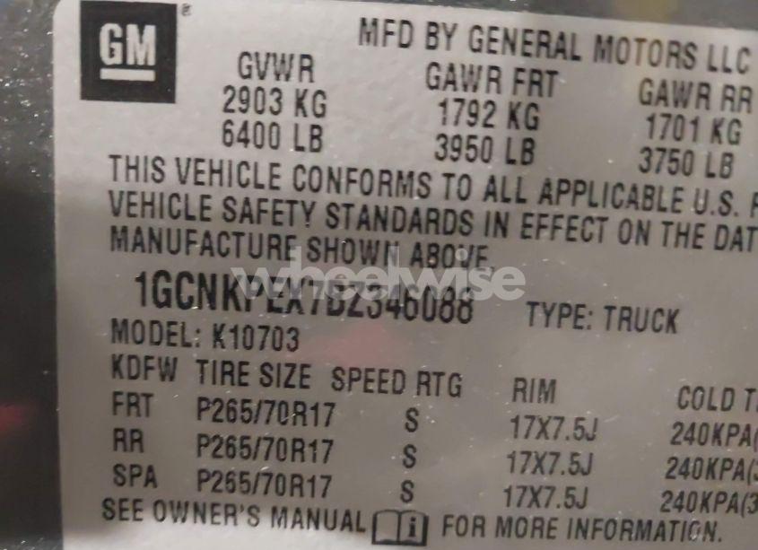 Photo 9 of 2011 Chevrolet Silverado 1500 WORK TRUCK (VIN 1GCNKPEX7BZ346088)