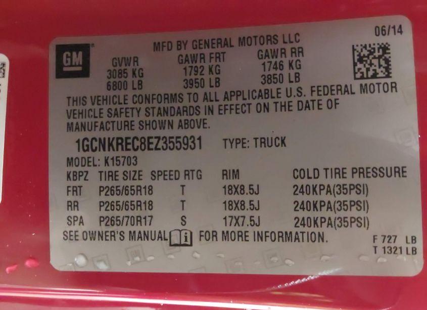 Photo 9 of 2014 Chevrolet Silverado 1500 2LT (VIN 1GCNKREC8EZ355931)