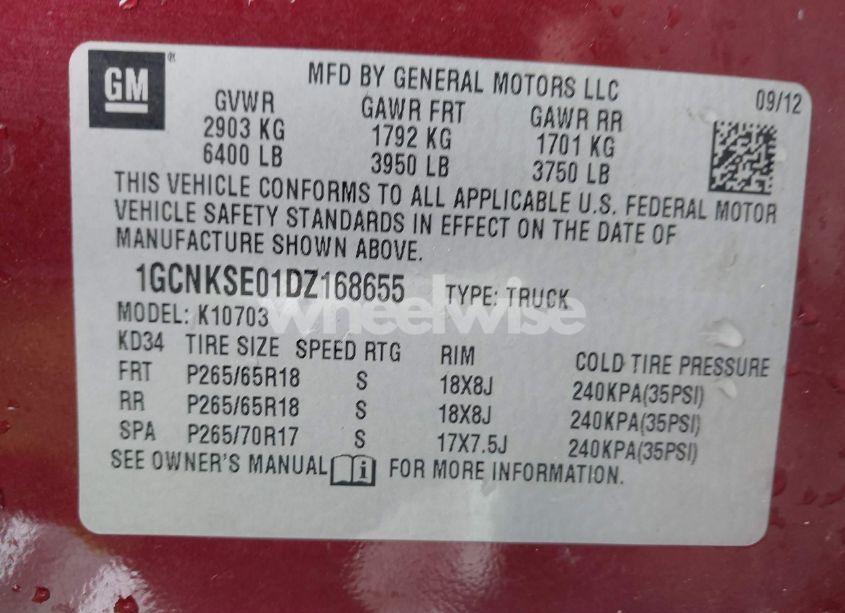 Photo 9 of 2013 Chevrolet Silverado 1500 LT (VIN 1GCNKSE01DZ168655)