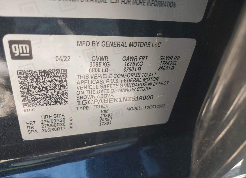 Photo 9 of 2022 Chevrolet Silverado 1500 2WD SHORT BED CUSTOM (VIN 1GCPABEK1NZ519000)