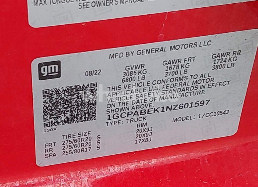 Photo 9 of 2022 Chevrolet Silverado 1500 2WD SHORT BED CUSTOM (VIN 1GCPABEK1NZ601597)