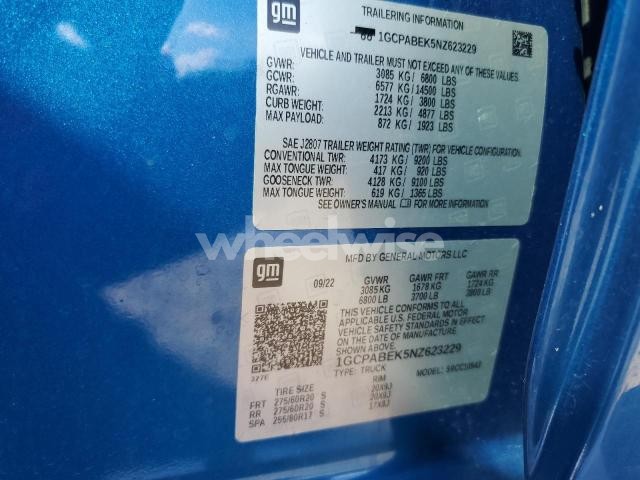 Photo 8 of 2022 CHEVROLET SILVERADO C1500 CUSTOM (VIN 1GCPABEK5NZ623229)