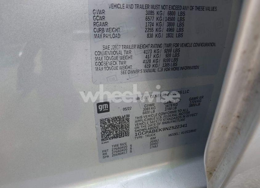 Photo 9 of 2022 Chevrolet Silverado 1500 2WD SHORT BED CUSTOM (VIN 1GCPABEK9NZ522341)