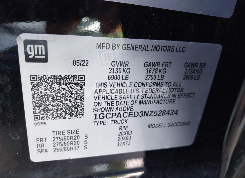 Photo 9 of 2022 Chevrolet Silverado 1500 2WD SHORT BED LT (VIN 1GCPACED3NZ528434)