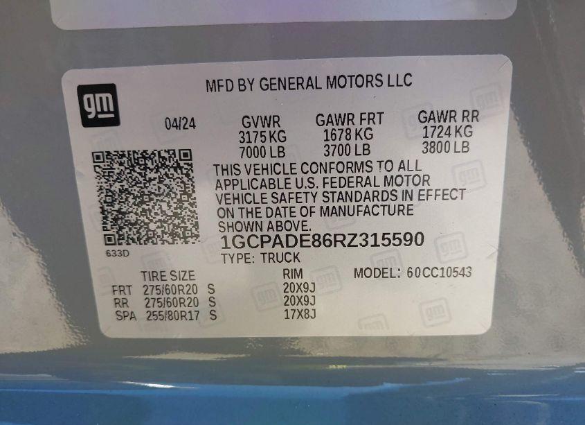 Photo 9 of 2024 Chevrolet Silverado 1500 2WD SHORT BED RST (VIN 1GCPADE86RZ315590)