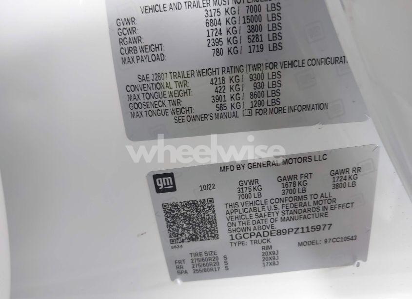 Photo 9 of 2023 Chevrolet Silverado 1500 2WD SHORT BED RST (VIN 1GCPADE89PZ115977)