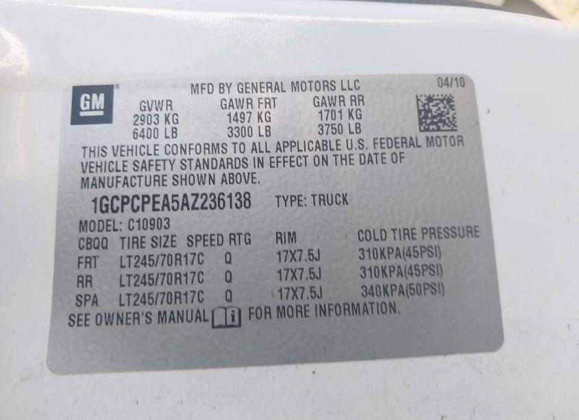 Photo 9 of 2010 Chevrolet Silverado 1500 WORK TRUCK (VIN 1GCPCPEA5AZ236138)