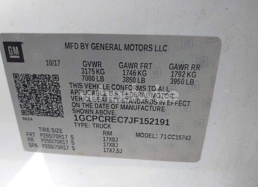 Photo 9 of 2018 Chevrolet Silverado 1500 1LT (VIN 1GCPCREC7JF152191)