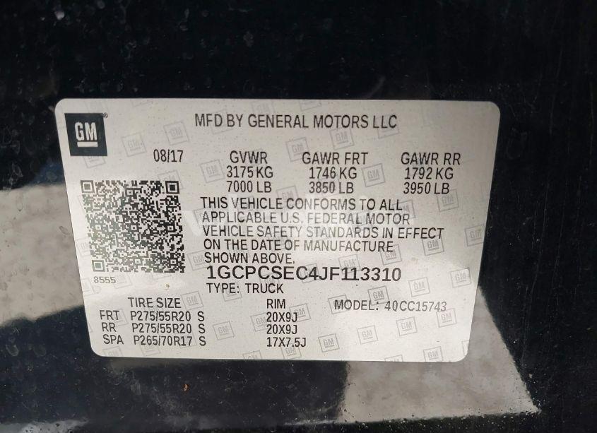 Photo 9 of 2018 Chevrolet Silverado 1500 1LZ (VIN 1GCPCSEC4JF113310)