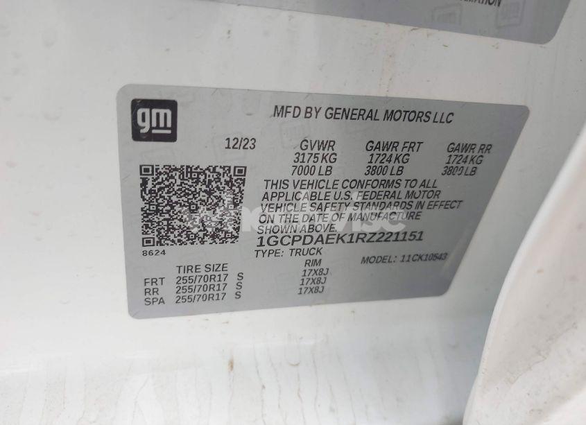 Photo 9 of 2024 Chevrolet Silverado 1500 4WD SHORT BED WT (VIN 1GCPDAEK1RZ221151)