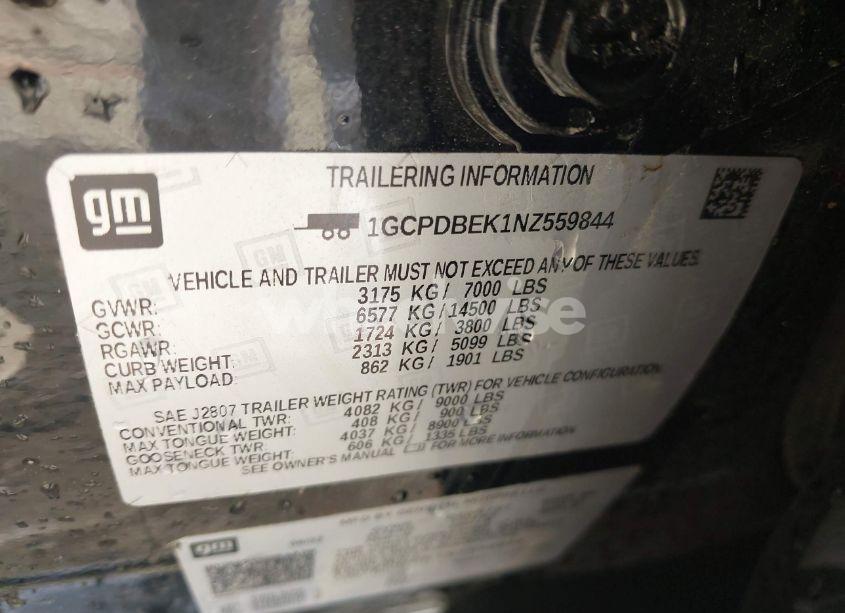 Photo 9 of 2022 Chevrolet Silverado 1500 4WD SHORT BED CUSTOM (VIN 1GCPDBEK1NZ559844)