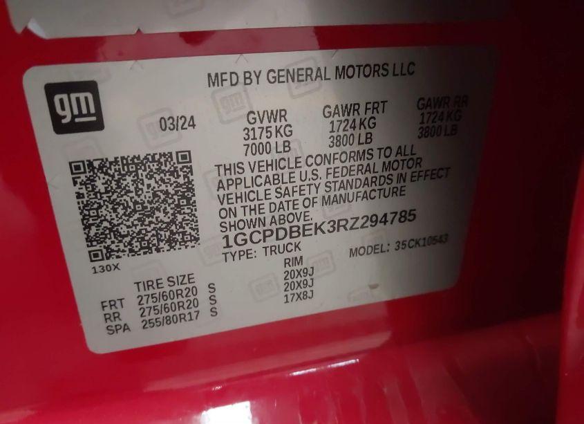 Photo 9 of 2024 Chevrolet Silverado 1500 4WD SHORT BED CUSTOM (VIN 1GCPDBEK3RZ294785)