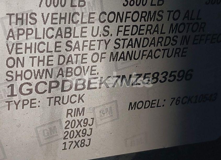 Photo 9 of 2022 Chevrolet Silverado 1500 4WD SHORT BED CUSTOM (VIN 1GCPDBEK7NZ583596)