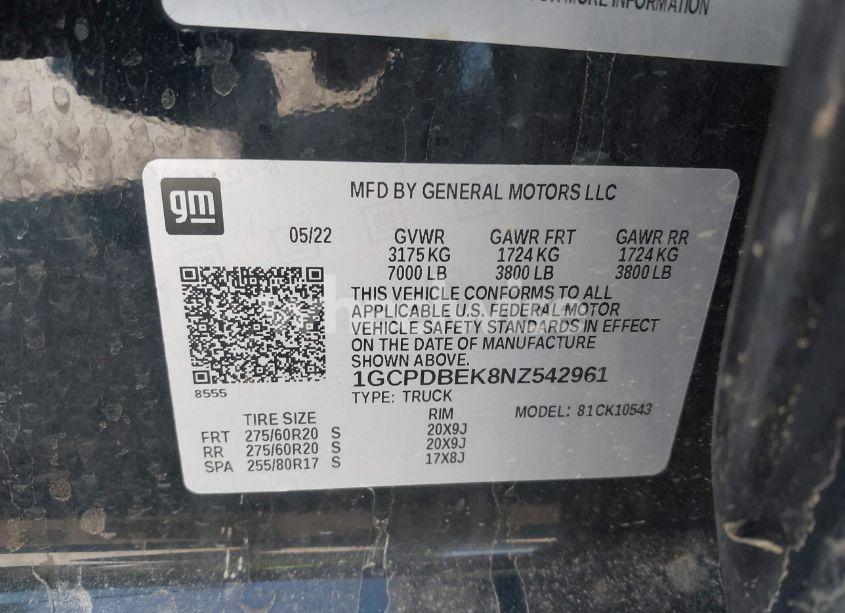 Photo 9 of 2022 Chevrolet Silverado 1500 4WD SHORT BED CUSTOM (VIN 1GCPDBEK8NZ542961)