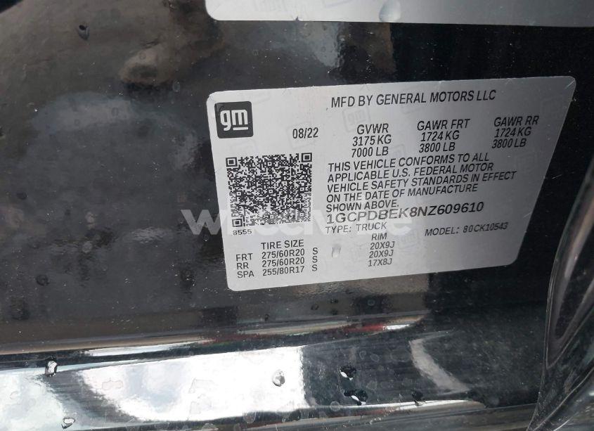 Photo 9 of 2022 Chevrolet Silverado 1500 4WD SHORT BED CUSTOM (VIN 1GCPDBEK8NZ609610)