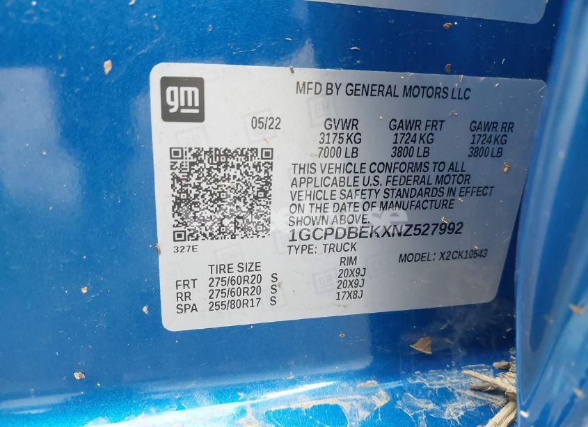 Photo 9 of 2022 Chevrolet Silverado 1500 4WD SHORT BED CUSTOM (VIN 1GCPDBEKXNZ527992)