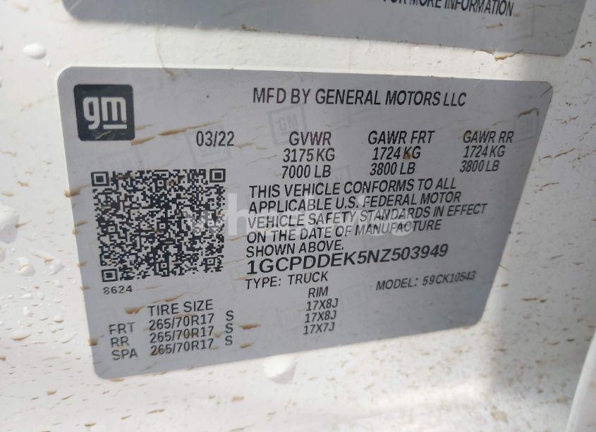 Photo 9 of 2022 Chevrolet Silverado 1500 4WD STANDARD BED LT (VIN 1GCPDDEK5NZ503949)