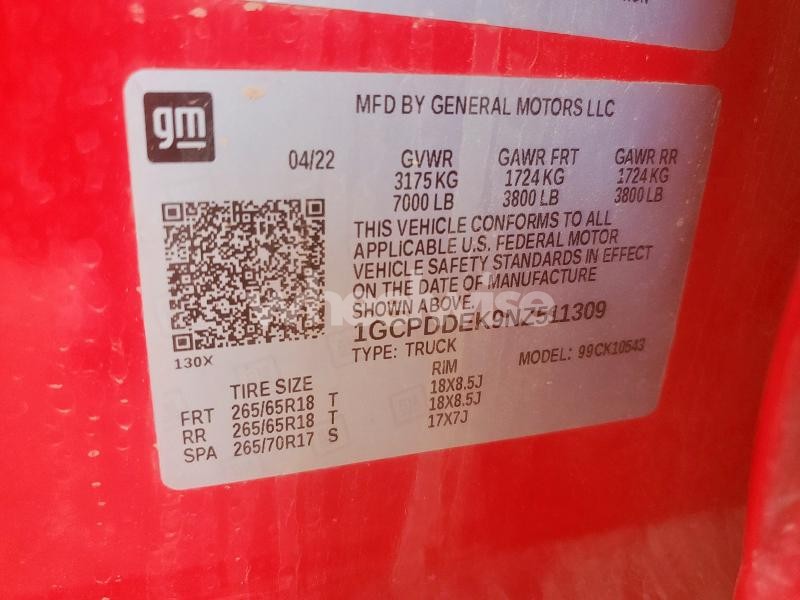 Photo 11 of 2022 CHEVROLET SILVERADO K1500 LT (VIN 1GCPDDEK9NZ511309)