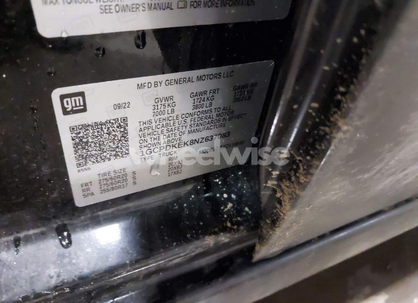 Photo 9 of 2022 Chevrolet Silverado 1500 4WD SHORT BED LT WITH 2FL (VIN 1GCPDKEK8NZ637083)