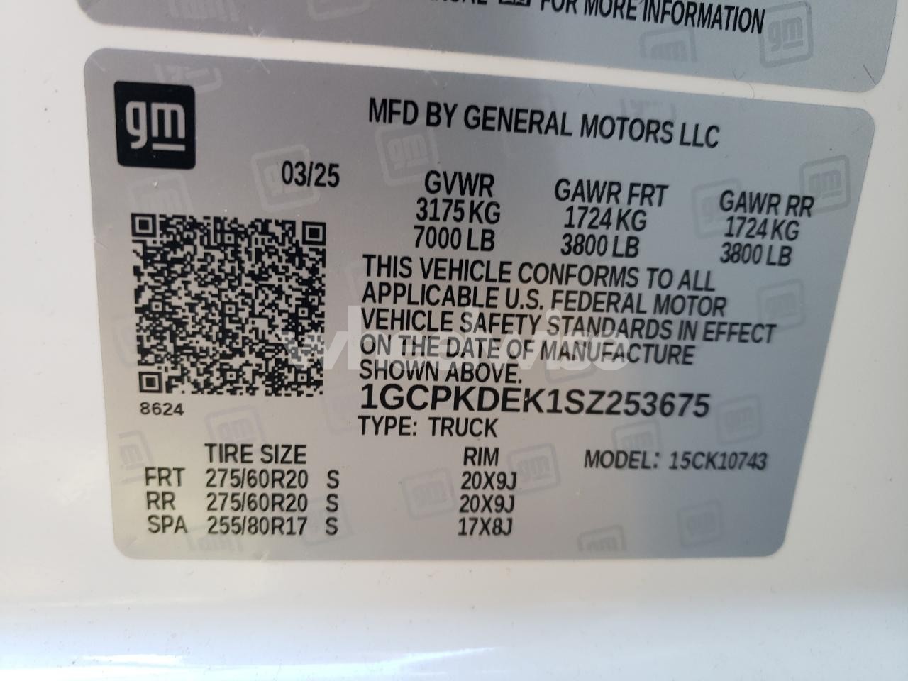 Photo 12 of 2025 CHEVROLET SILVERADO K1500 LT (VIN 1GCPKDEK1SZ253675)