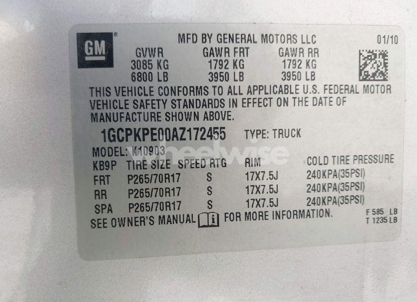 Photo 9 of 2010 Chevrolet Silverado 1500 WORK TRUCK (VIN 1GCPKPE00AZ172455)