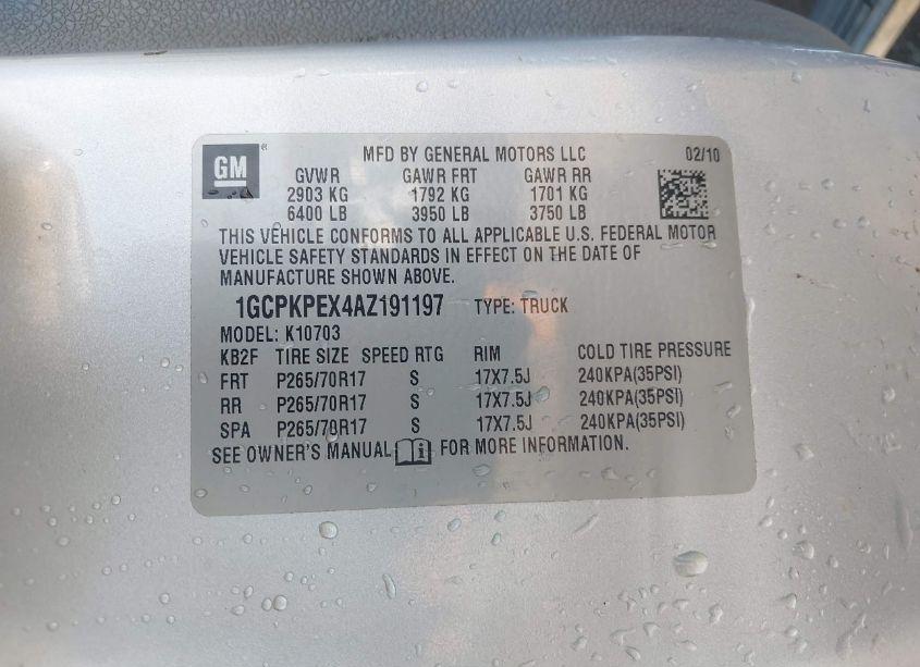 Photo 9 of 2010 Chevrolet Silverado 1500 WORK TRUCK (VIN 1GCPKPEX4AZ191197)