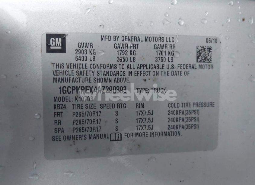 Photo 9 of 2010 Chevrolet Silverado 1500 WORK TRUCK (VIN 1GCPKPEX4AZ290893)