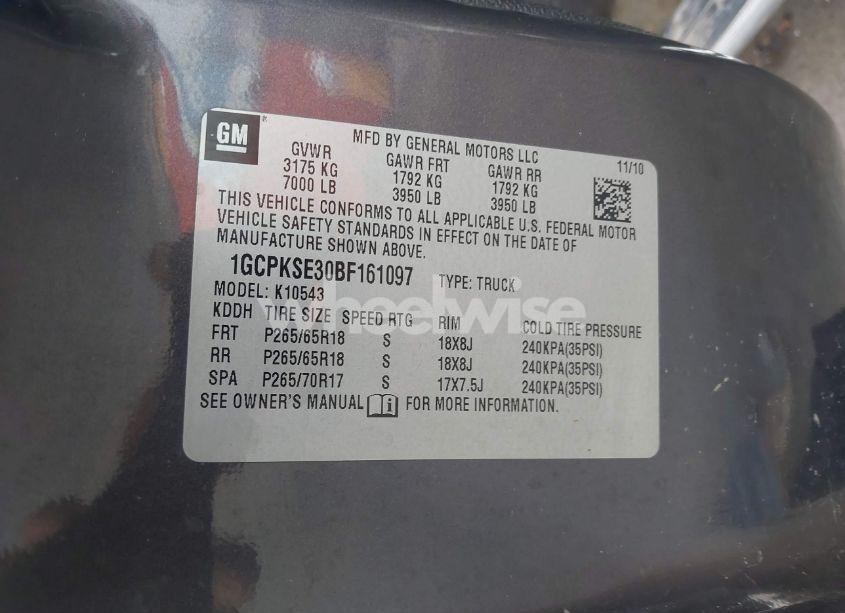 Photo 9 of 2011 Chevrolet Silverado 1500 LT (VIN 1GCPKSE30BF161097)