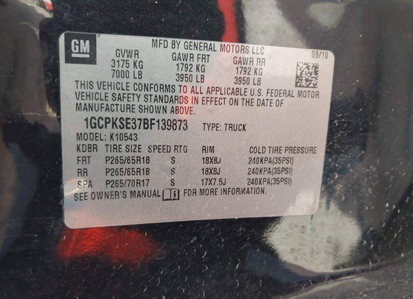 Photo 9 of 2011 Chevrolet Silverado 1500 LT (VIN 1GCPKSE37BF139873)