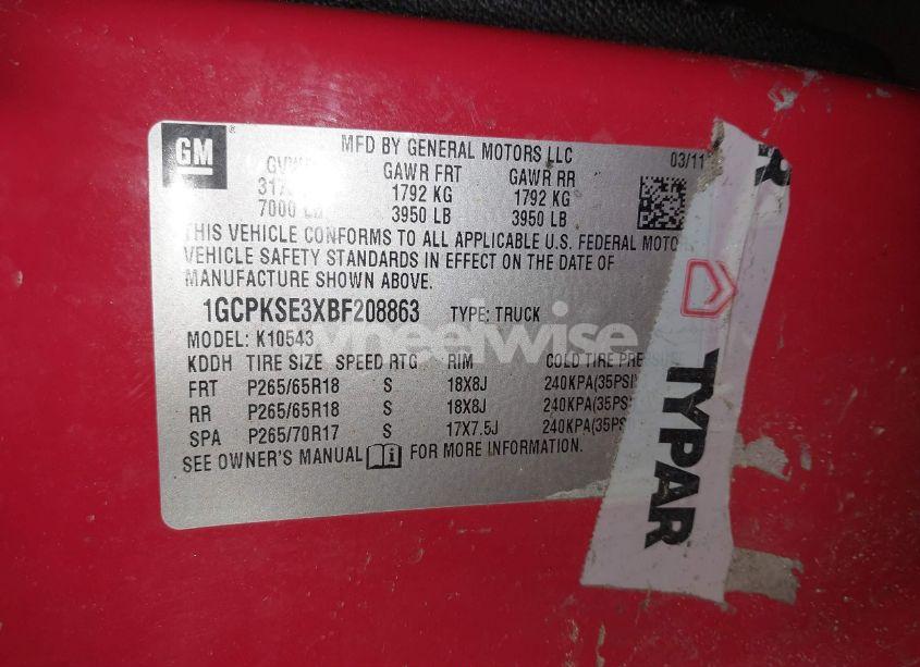 Photo 9 of 2011 Chevrolet Silverado 1500 LT (VIN 1GCPKSE3XBF208863)