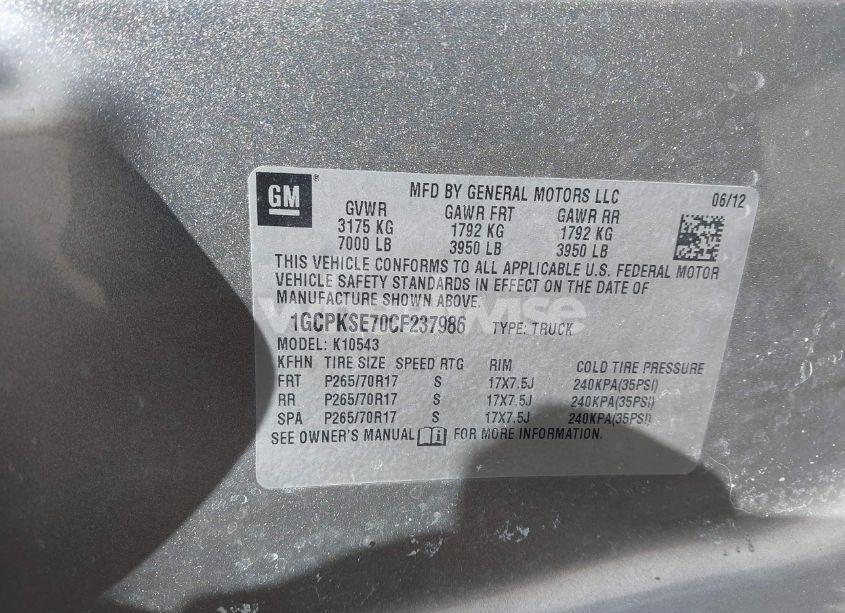 Photo 9 of 2012 Chevrolet Silverado 1500 LT (VIN 1GCPKSE70CF237986)