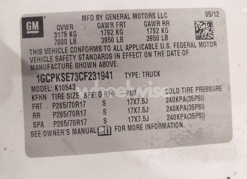 Photo 9 of 2012 Chevrolet Silverado 1500 LT (VIN 1GCPKSE73CF231941)