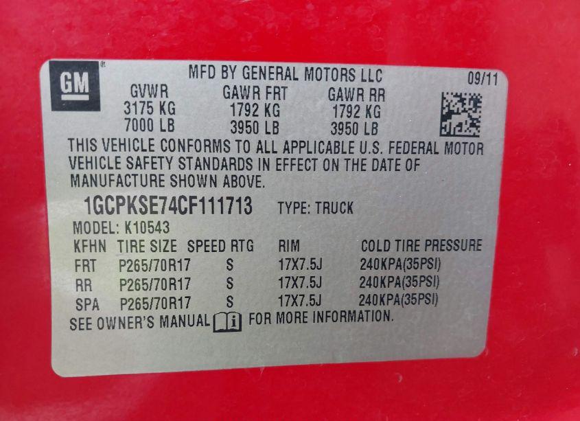 Photo 9 of 2012 Chevrolet Silverado 1500 LT (VIN 1GCPKSE74CF111713)