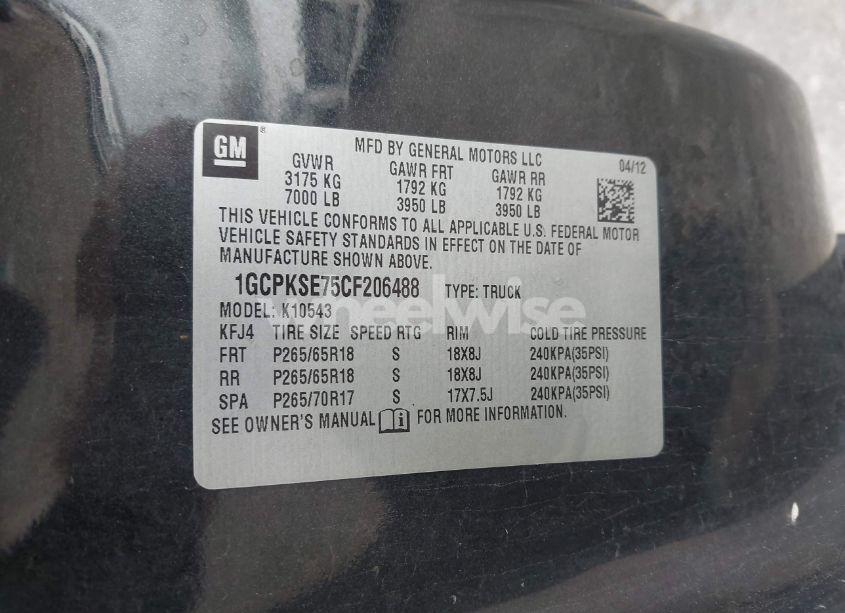 Photo 9 of 2012 Chevrolet Silverado 1500 LT (VIN 1GCPKSE75CF206488)