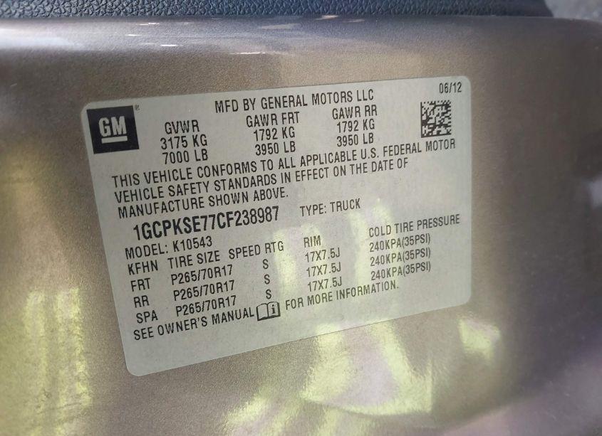 Photo 9 of 2012 Chevrolet Silverado 1500 LT (VIN 1GCPKSE77CF238987)
