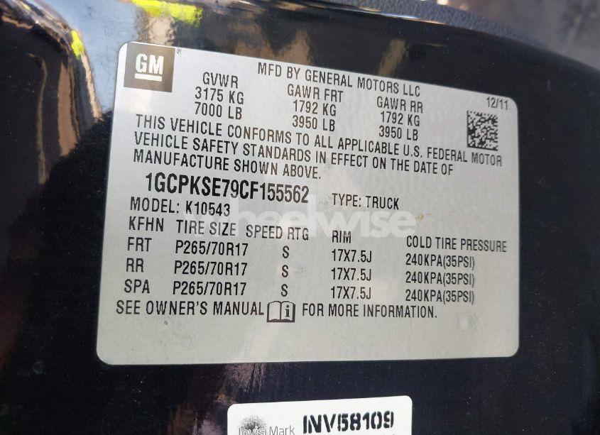 Photo 9 of 2012 Chevrolet Silverado 1500 LT (VIN 1GCPKSE79CF155562)