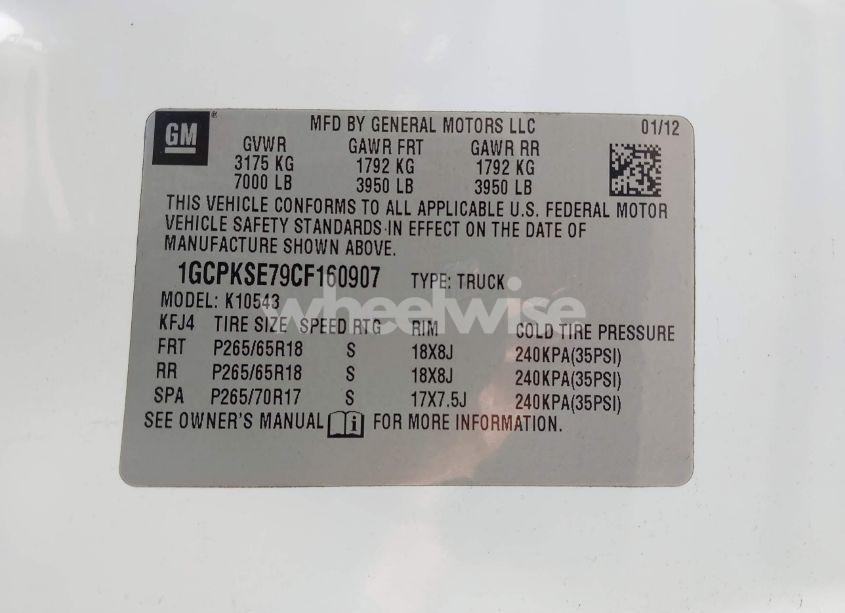 Photo 9 of 2012 Chevrolet Silverado 1500 LT (VIN 1GCPKSE79CF160907)