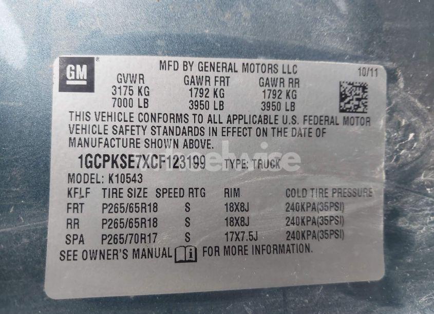 Photo 9 of 2012 Chevrolet Silverado 1500 LT (VIN 1GCPKSE7XCF123199)