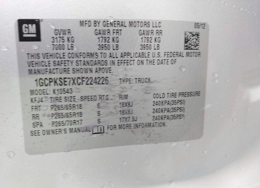 Photo 9 of 2012 Chevrolet Silverado 1500 LT (VIN 1GCPKSE7XCF224226)