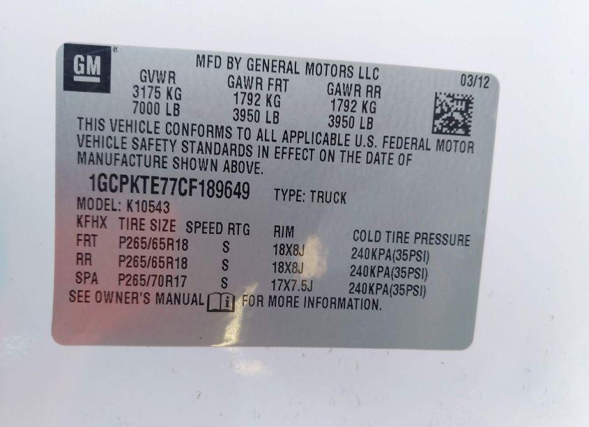 Photo 9 of 2012 Chevrolet Silverado 1500 LTZ (VIN 1GCPKTE77CF189649)