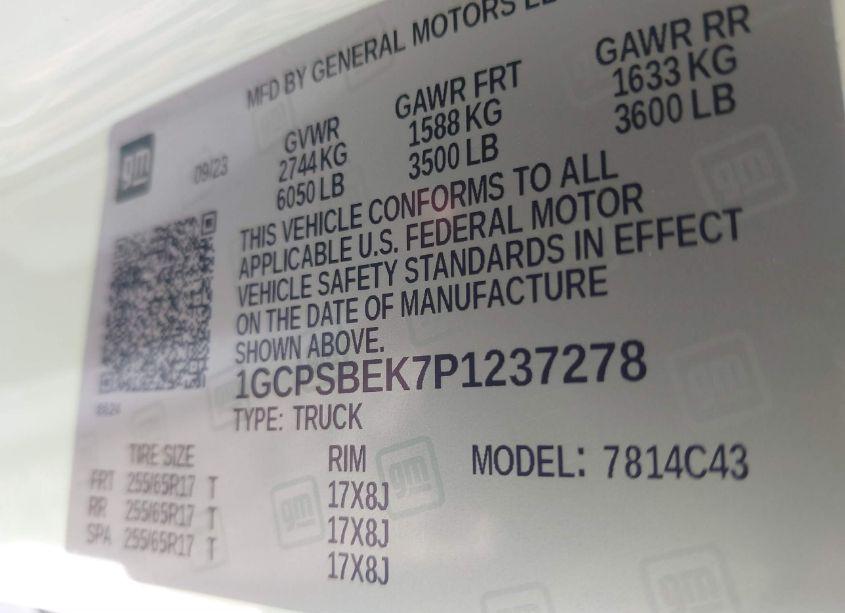 Photo 9 of 2023 Chevrolet Colorado 2WD SHORT BOX WT (VIN 1GCPSBEK7P1237278)