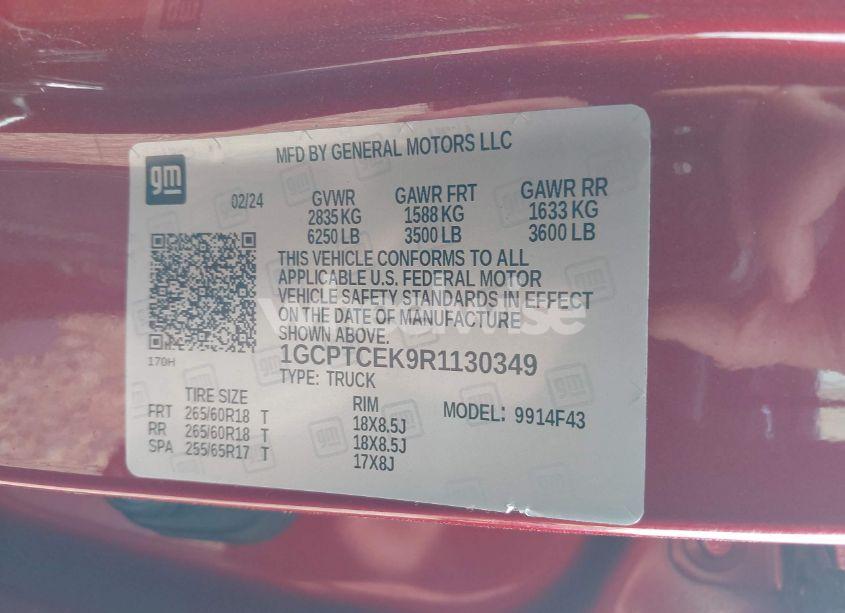 Photo 9 of 2024 Chevrolet Colorado 4WD LT (VIN 1GCPTCEK9R1130349)