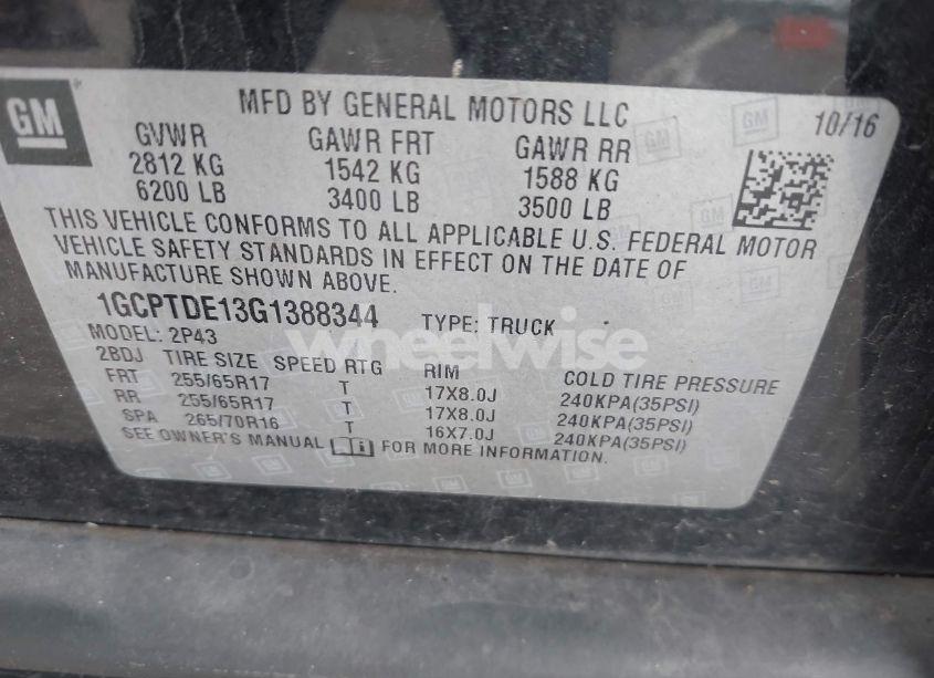 Photo 9 of 2016 Chevrolet Colorado Z71 (VIN 1GCPTDE13G1388344)