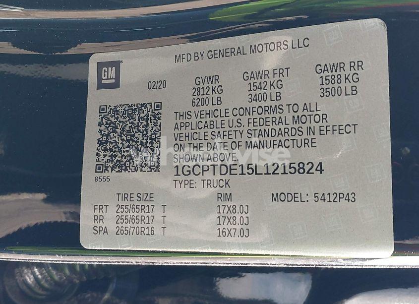 Photo 9 of 2020 Chevrolet Colorado 4WD SHORT BOX Z71 (VIN 1GCPTDE15L1215824)