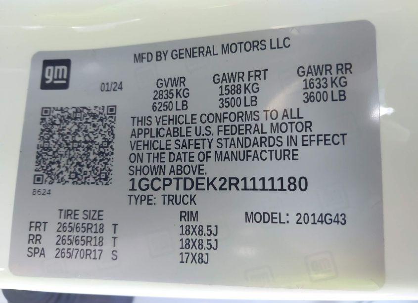 Photo 9 of 2024 Chevrolet Colorado 4WD Z71 (VIN 1GCPTDEK2R1111180)