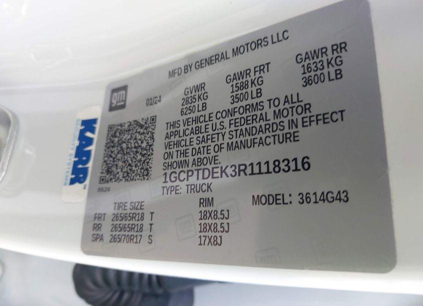 Photo 9 of 2024 Chevrolet Colorado 4WD Z71 (VIN 1GCPTDEK3R1118316)