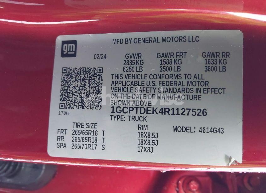 Photo 9 of 2024 Chevrolet Colorado 4WD Z71 (VIN 1GCPTDEK4R1127526)